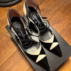 Chanel lace up heels